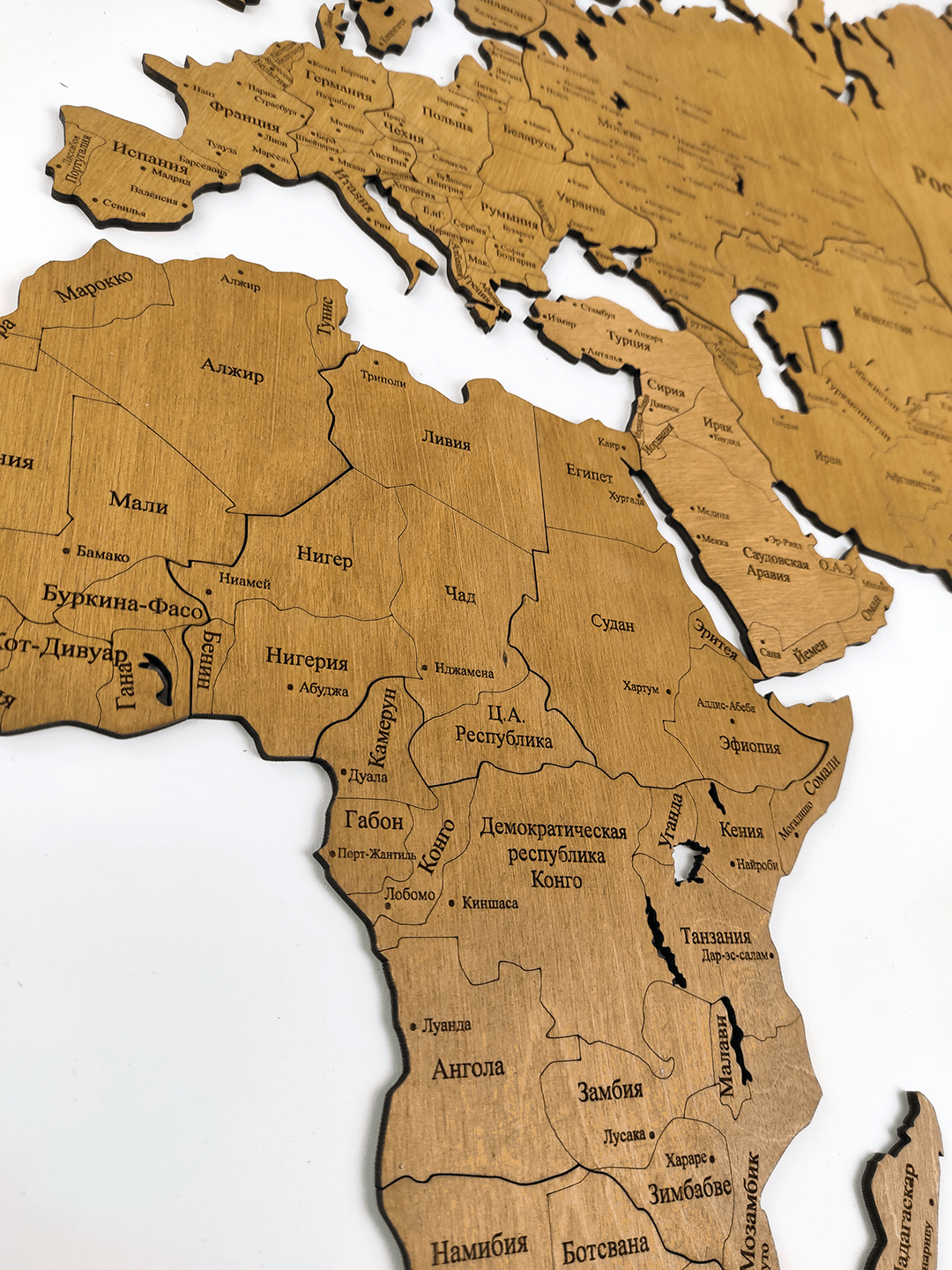 Wooden World Map 1600x950 wall-mounted with engraved names of countries and cities - World maps made of wood/Деревянные карты мира - Home, Furniture, Lights & Construction buy wholesale from manufacturer and supplier on UDM.MARKET