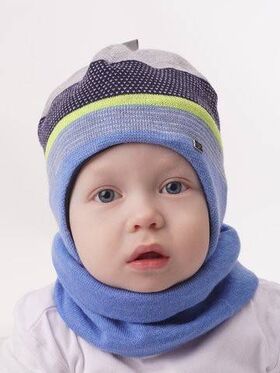 Children's hat, cotton lining + snood. Set. Size. 44-46. Color blue - К10 - Hats & Caps buy wholesale from manufacturer and supplier on UDM.MARKET