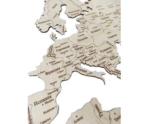 Деревянная карта мира 1600x950 настенная с гравировкой, для интерьера квартиры и дома - World maps made of wood/Деревянные карты мира - Дом, Мебель, Освещение и Строительство купить оптом от производителя на UDM.MARKET