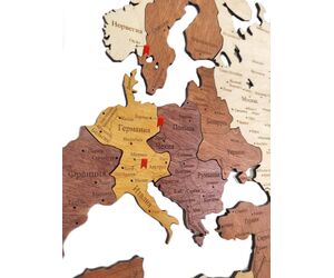 Деревянная карта мира 1600x950 настенная с гравировкой, для интерьера квартиры и дома - World maps made of wood/Деревянные карты мира - Дом, Мебель, Освещение и Строительство купить оптом от производителя на UDM.MARKET