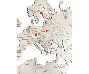 Деревянная карта мира 1600x950 настенная с гравировкой, для интерьера квартиры и дома - World maps made of wood/Деревянные карты мира - Дом, Мебель, Освещение и Строительство купить оптом от производителя на UDM.MARKET