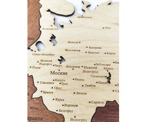 Деревянная карта мира 1600x950 настенная с гравировкой, для интерьера квартиры и дома - World maps made of wood/Деревянные карты мира - Дом, Мебель, Освещение и Строительство купить оптом от производителя на UDM.MARKET