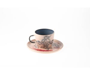 Чайная пара: керамическая кружка 200 мл и блюдце диаметром 14 см, серия "Новое прочтение Ахматовой" - Пантюхина Наталья Валерьевна - Decor and interior buy wholesale from manufacturer and supplier on UDM.MARKET