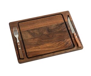 Wooden steak serving board with cutlery 360x260x20 mm. - MTM WOOD LLC - Decor and interior buy wholesale from manufacturer and supplier on UDM.MARKET