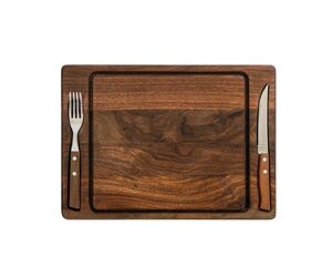 Wooden steak serving board with cutlery 360x260x20 mm. - MTM WOOD LLC - Decor and interior buy wholesale from manufacturer and supplier on UDM.MARKET