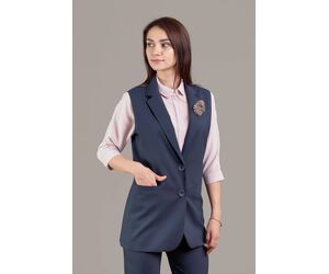 Жилет прямой  удлиненный с английским воротником и карманами на  двух пуговицах - К10 - Одежда, Текстиль, Модные аксессуары и Украшения купить оптом от производителя на UDM.MARKET