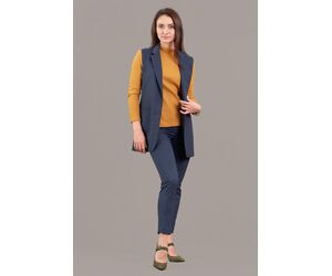 Жилет прямой  удлиненный с английским воротником и карманами на  двух пуговицах - К10 - Одежда, Текстиль, Модные аксессуары и Украшения купить оптом от производителя на UDM.MARKET