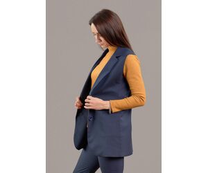 Жилет прямой  удлиненный с английским воротником и карманами на  двух пуговицах - К10 - Одежда, Текстиль, Модные аксессуары и Украшения купить оптом от производителя на UDM.MARKET