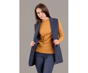 Жилет прямой  удлиненный с английским воротником и карманами на  двух пуговицах - К10 - Одежда, Текстиль, Модные аксессуары и Украшения купить оптом от производителя на UDM.MARKET