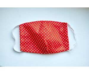 Маска многоразовая тканевая из хлопка двухслойная красная в белый горох К10 - К10 - Средства индивидуальной защиты купить оптом от производителя на UDM.MARKET
