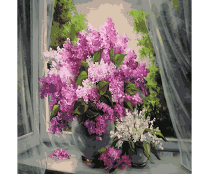 Painting by numbers "Bouquet of lilac on the window" 40x50cm - ООО «Мега-Групп» - Toys & Hobbies  buy wholesale from manufacturer and supplier on UDM.MARKET