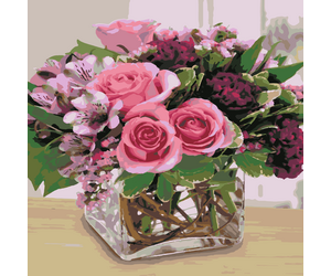Paint by numbers "Pink and white roses in a vase" 40x50cm - ООО «Мега-Групп» - Toys & Hobbies  buy wholesale from manufacturer and supplier on UDM.MARKET