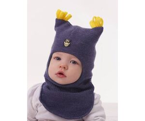 Children's hat "Helmet Owlet cotton lining. Size 46-48, jeans + yellow - К10 - Hats & Caps buy wholesale from manufacturer and supplier on UDM.MARKET